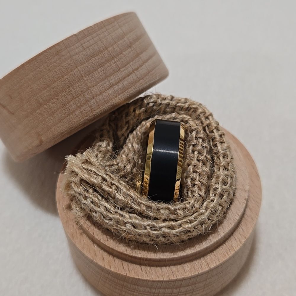 Gold and Black Tungsten Men's Ring - Picture 7 of 8